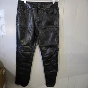 boohooMAN Faux Leather Pants Mens 30 Black Croc Embossed Slim Fit Trousers